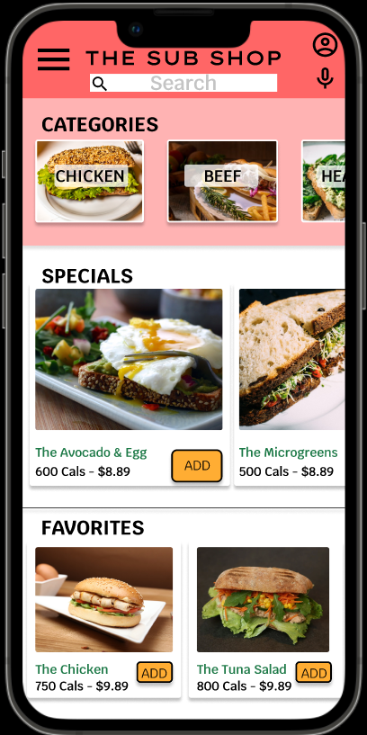 The Sub Shop UX project